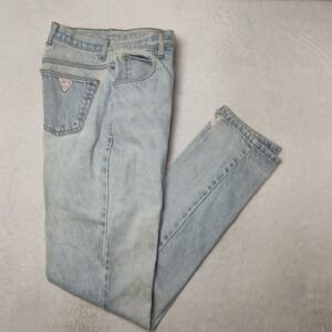 Vintage Guess Jeans Womens 30x33 Blue Straight Relaxed Light Acid 80s USA Denim